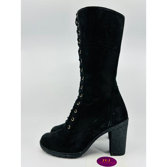 Timberland Women's Glancy 10 Inch Tall Black Nubuck Lace-Up Boots A199A Size 7.5 - Picture 5 of 11